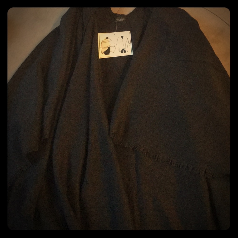 New Black Ruana / poncho-style shawl